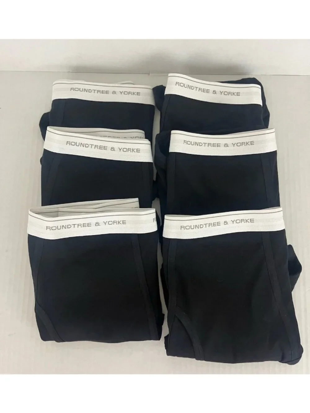 Roundtree & Yorke Men's 46 Full Cut Black Briefs 100% Cotton 6 pr NWOT